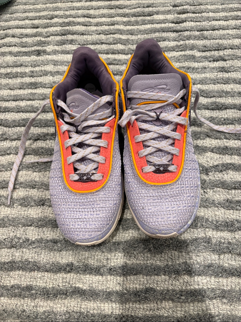 Nike LeBron Knit Sneakers in Purple with Orange Trim